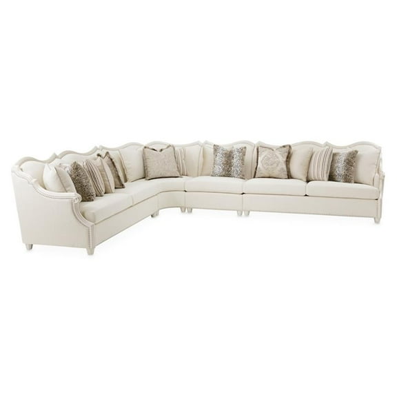 Michael Amini Chamberi Boucle Sofa - French Vanilla/Classic Pearl