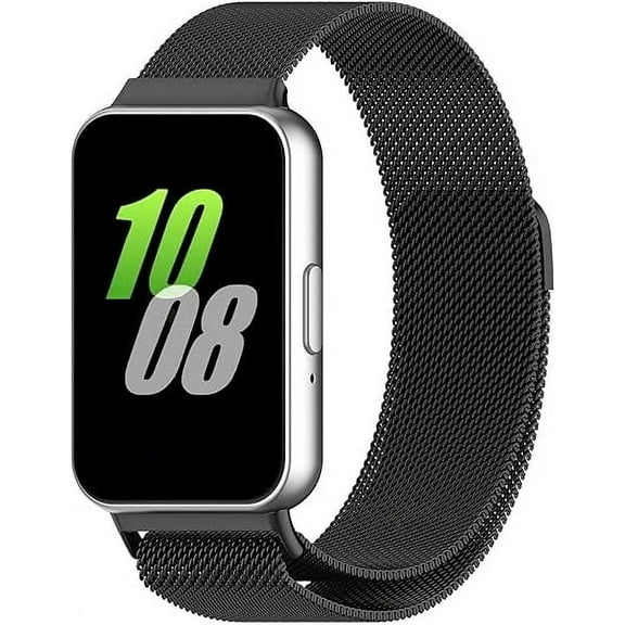 FIEWESEY Milanese Loop Band for Samsung Galaxy FIT3 Magnetic Metal Replacement Watch Straps for Samsung Galaxy FIT 3 for Women Men, Black