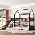 thumbnail image 3 of Bellemave Bunk Bed with Slide and Stairs, Metal Twin Over Twin House Bunk Bed Frame with Storage Shelves, Floor Low Bunk Beds for Bedroom (Black), 3 of 8