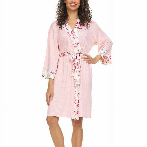 Flora Nikrooz Women's Wrap Robe Super Soft Comfortable Fit (Pink, Medium)