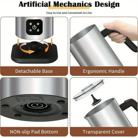 

ZNGYXMN Large Capacity 4 in 1 Milk Frother - Automatic Milk Frother & Warmer - Perfect for Latte Cappuccinos Macchiato - 350 mL Milk Steamer for Hot and Cold Milk Froth - Enjoy Deliciou