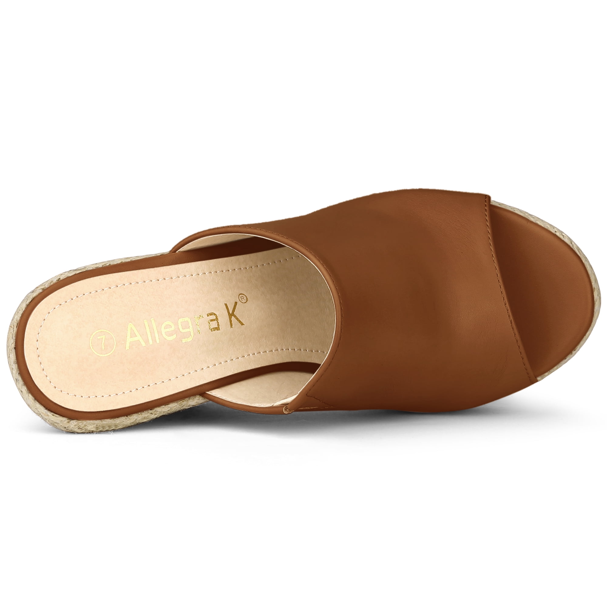 DARING DIVA Women's Slip on Platform Sandals Espadrilles Wedges Slides Mules Brown 10