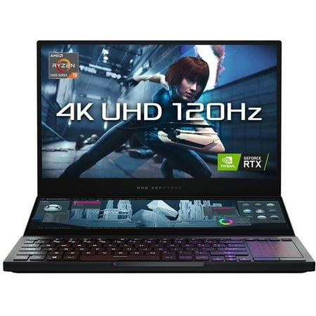 ASUS - Zephyrus Duo 15 SE GX551 15.6" Gaming Laptop - AMD Ryzen 9 - 32 GB Memory - NVIDIA AMD GeForce RTX 3080 Radeon Vega - Off Black