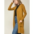 thumbnail image 3 of Made by Johnny Women's Essential Long Sleeve Solid Open Front Long Knited Cardigan Sweater with Pocket for Women L MUSTARD, 3 of 6