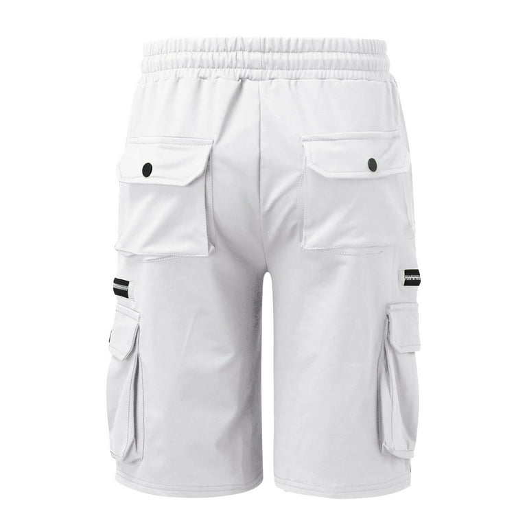 Outfmvch Cargo Pants For Men Mens Shorts Mens Summer Overalls Shorts Cotton  Loose Plus Size Five Point Pants Multi Pocket Zipper Casual Shorts Long  Johns For Men White L 