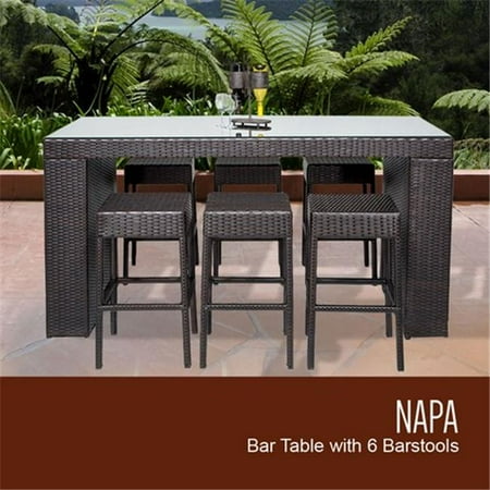 TKC Napa Bar Table Set With Backless Barstools 7 Piece Outdoor TKC Napa Bar Table Set with Backless Barstools 7 Piece Outdoor Wicker Patio Furniture, - TKC Napa Bar Table Set With Backless Barstools 7 Piece Outdoor