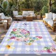 thumbnail image 2 of Easter Bunny Outdoor Rug for Patio/Deck/Porch, Non-Slip Large Area Rug 5 x 7 Ft, Spring Flower Daisy Tulips Purple Plaid Indoor Outdoor Rugs Washable Area Rugs, Reversible Camping Rug Carpet Runner, 2 of 8