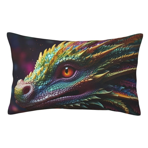 Kdxio Colorful Dragon Head Profile Print Pillows Covers Cases Bedroom Decor Decoration Rectangle Two Sides Printed-16"x24"
