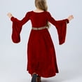 thumbnail image 5 of Odeerbi Girls Princess Dress Little Girls Clothes Kids Halloween Medieval Style Court Attire Witch Sorceress Party Dresseses Red 8-9 Years, 5 of 9
