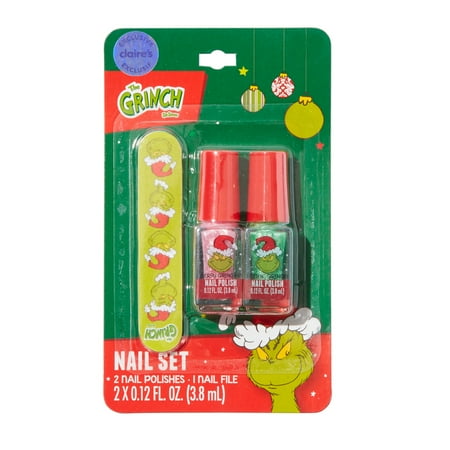 Claire's The Grinch by Dr. Seuss Sparkly Red and Green Nail Polish and Nail File, Children's