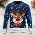 thumbnail image 2 of DHFJKG Christmas Reindeer Print Knit Sweater Mens Loose Fit Long Sleeve Crewneck Holiday Knitting Pullover Xmas Festive Leisure Jumper Tops, 2 of 4