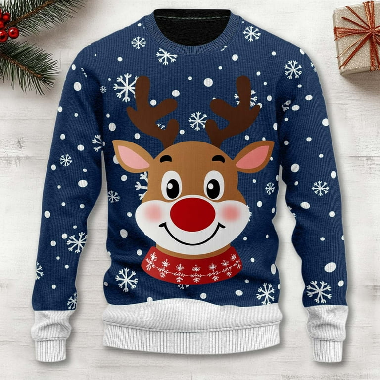 Wdgfv Festive Reindeer Knit Turtleneck Hooded Sweater Coat for Men Cozy  Winter Holiday Fashion Outerwear