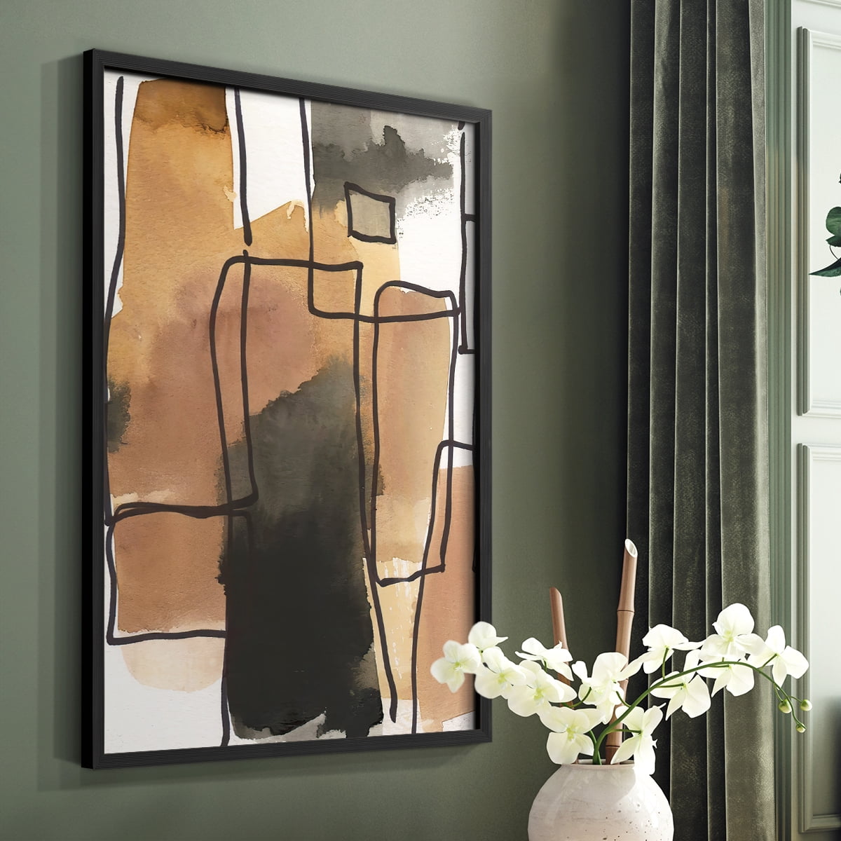 Retro Vibe II in Black Solid Wood 8 x 10 Framed Print