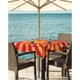 thumbnail image 3 of Fsddascl Yellow Red Boho Outdoor Tablecloth - 60x60 Inch Square Dining Table Cover, Farmhouse Gradient Abstract Tie Dye Art Waterproof Outdoor Table Cloth with Umbrella Hole & Zipper for Patio, 3 of 7
