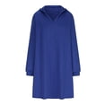 thumbnail image 2 of UTSJKR Women's Hooded Sweatshirt Dress Classic Solid V Neck Dress Ribbed Knited Loose Fit Flowy Pullover Mini Dress Long Sleeve Sundress 2024 Fashion Blue XXXXXL, 2 of 8