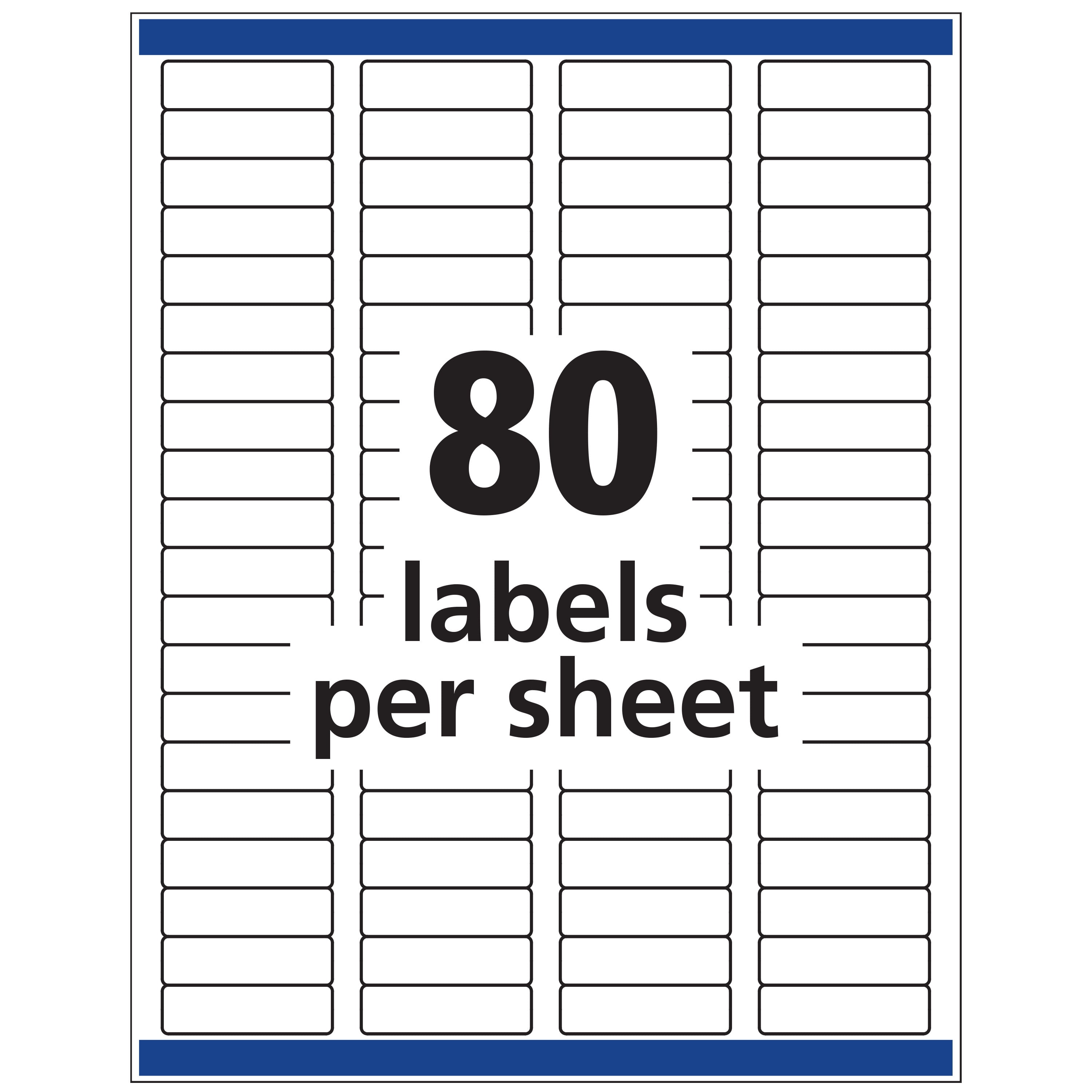 Avery® Removable Laser/Inkjet ID Labels, 6467, Multipurpose, 1/2" x 1 3/4", White, Pack Of 2,000