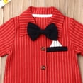 thumbnail image 3 of Qiylii Newborn Baby Gentleman Romper Single Breasted Striped Bodysuit for Party Wedding, 3 of 7