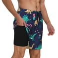 thumbnail image 3 of Goofa Cartoon Dinosaur Printed Men's Swim Trunks Board Shorts Quick Dry Mens Swimming Trunks with Compression Liner,Breathable Fit Hawaii Beach Shorts-Large, 3 of 9