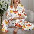 thumbnail image 6 of Pofeuu Cute Fox with Heart Print Womens Pajamas Set Long Sleeve Sleepwear Button Down Nightwear Soft Pj Lounge Sets Button Down Pajamas Women-Large, 6 of 7