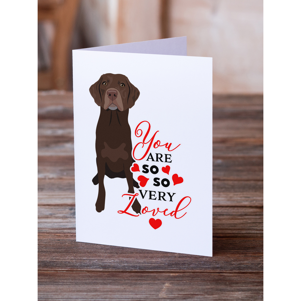 Labrador Retriever Chocolate #2 so Loved Greeting Cards and Envelopes Pack of 8 7 in x 5 in