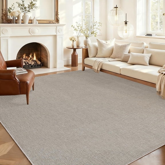 9x12 Taupe Camel Thin Woven Washable Living Room Area Rug