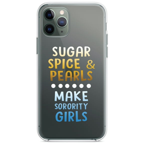 DistinctInk Clear Shockproof Hybrid Case for iPhone 11 (6.1" Screen) - TPU Bumper Acrylic Back Tempered Glass Screen Protector - Sugar Spice & Pearls Make Sorority Girls