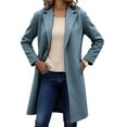 thumbnail image 7 of QQAMB Wool Blend Pea Coats for Women Notched Lapel Collar Single-Breasted Trench Coat Casual Mid Long Overcoat with Pockets Navy XL, 7 of 7