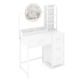 thumbnail image 4 of EDTara Lighted Round Mirror Vanity Desk, Small Makeup Table With Built-In Outlet, 4 Fabric Drawers and Three Shelves, 4 of 7