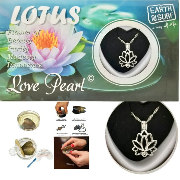Love Pearl LOTUS Flower Necklace Kit, Simulated Pearl in an Oyster