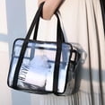 thumbnail image 2 of Clear Makeup Bags Large Travel Toiletry Bag for Women Transparent Bag Clear Cosmetic Bags with Handle Bathroom Organizer Bag PVC Tote Zipper Handbag Beach Bag Black, 2 of 9