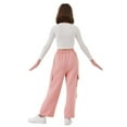 thumbnail image 3 of Rolanko Girls Cargo Pants Wide leg Cargo Sweatpants High Waist Kids Joggers with Pockets 4-14 Years, 3 of 6