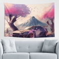 thumbnail image 4 of ZICANCN Funny Tapestry for Bedroom Aesthetic,Cherry Blossoms Racing Car Pattern Wall Tapestry for Living Room 60x40 Inches, 4 of 8