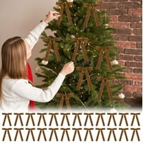 Homemoh 24Pcs Christmas Velvet Bows for Tree, Vintage Ribbon Bows Ornaments for Garland Wreath Gift Wrapping Treat Bag Bakery Candy Bags DIY Crafts Holiday Decor (Coffee, 5" x 7", Width of 1")