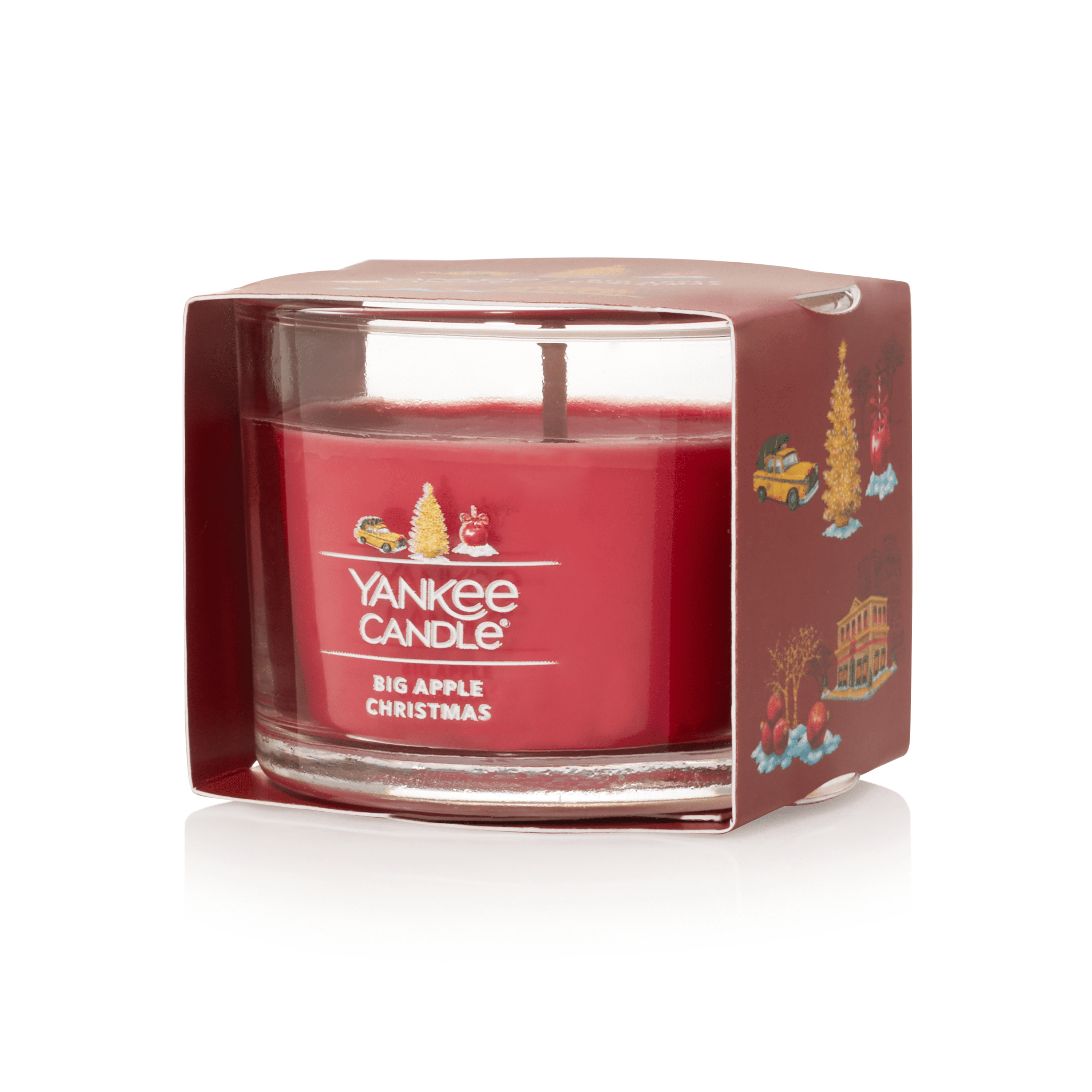 Yankee Candle Signature Votive Mini Candle Jar, Big Apple Christmas Scent, Natural Soy Wax Blend Candle with Natural Fiber Wick, 1.3 oz Glass Jar (Pack of 4)