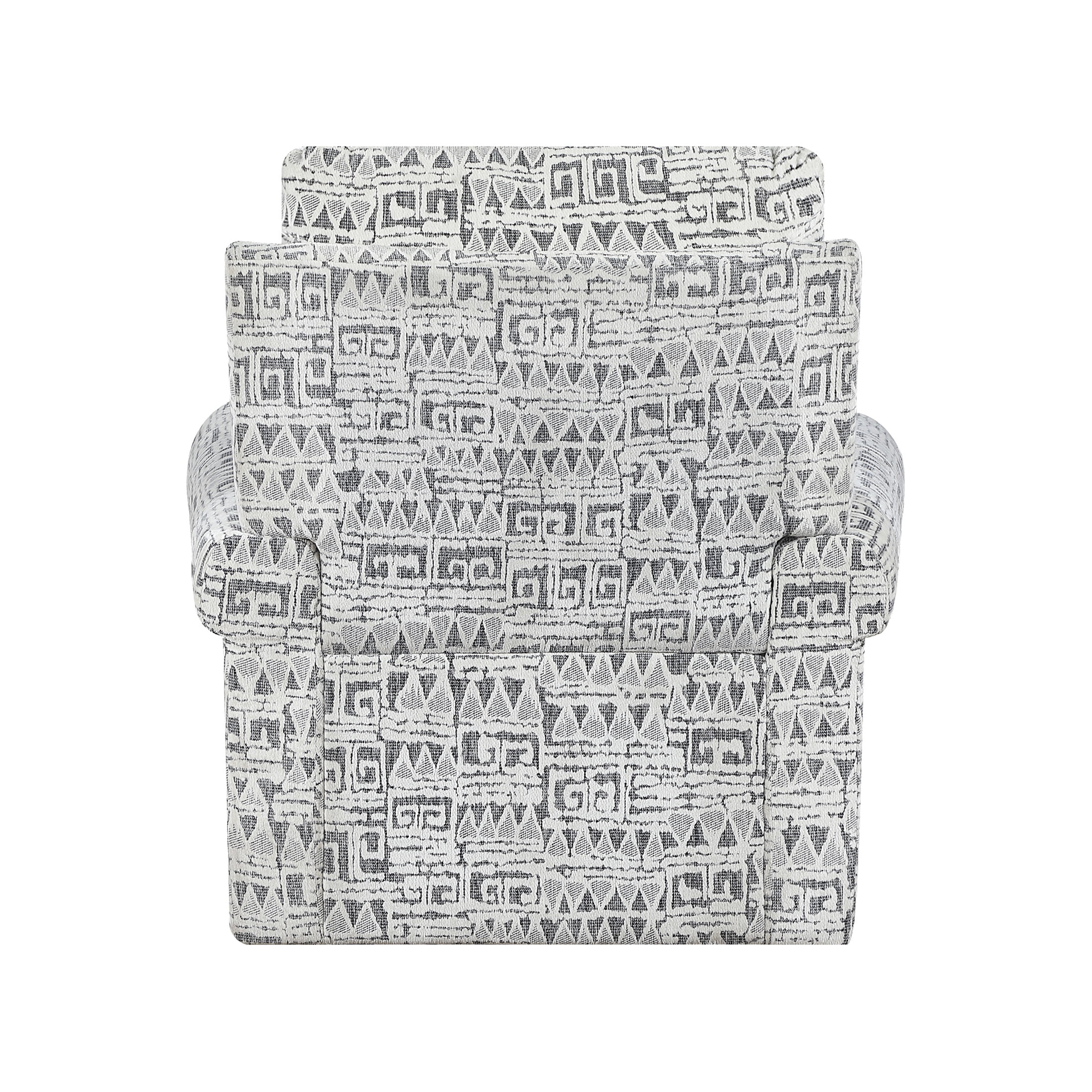 OakvillePark Solvane Jacquard Swivel Chair with Nailhead Trim, Gray and White Geometric Pattern