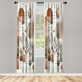 thumbnail image 2 of Ambesonne Mid Century Curtains 2 Panel Set, Modern Boho Round Leafy, Pair of - 28" x 95", Laurel Green Cinnamon, 2 of 4