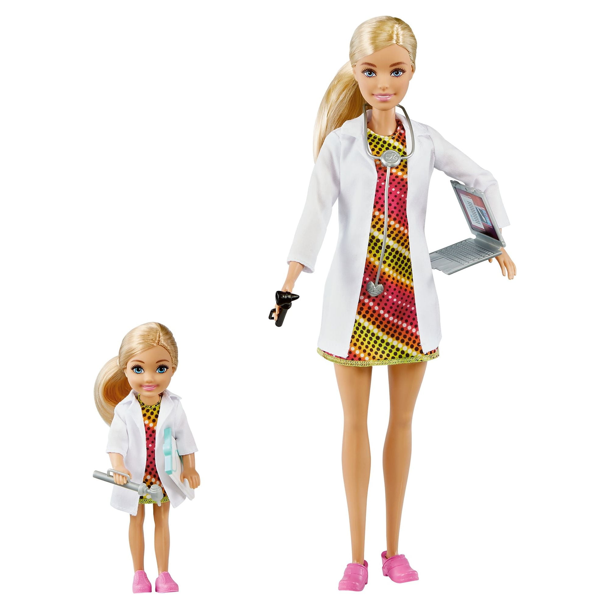 Barbie & Chelsea Careers Playset: 2 Blonde Dolls and Doctor, Tennis Star &  Musician Pieces