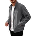 thumbnail image 5 of Lmnyox Jackets for Men Loose Zipper Up Long Sleeve Stand Collar Coats Solid Color Workout Outdoor Jackets, 5 of 7