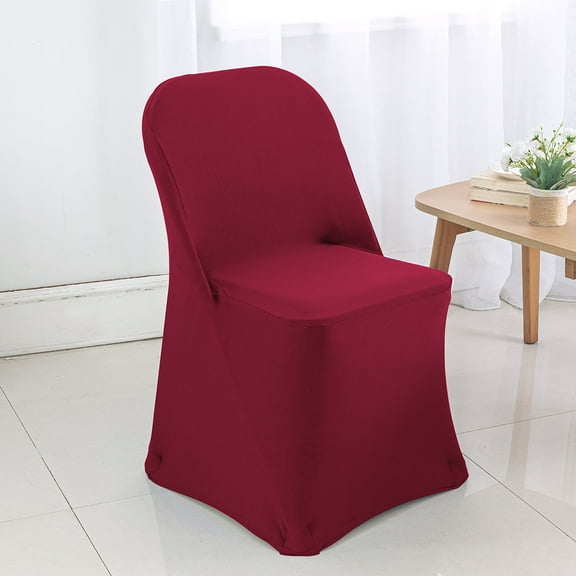 Wedding Linens Inc. (2pcs) Premium (200 GSM) Spandex Stretch lycra Fitted Folding Chair Cover Event Chair Covers For Wedding Party Catering - Apple Red