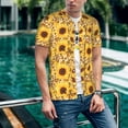 thumbnail image 6 of Zufioo Abstract Leopard Print Sunflower Print Men's Baseball Short Sleeve, Moisture Wicking Button-Down Hip Hop Tee-Medium, 6 of 7