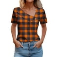 thumbnail image 2 of Fiudx Ofertas Flash Artículos En Oferta Camisa de Manga Corta para Mujer con Camiseta Informal con Botones Estampados a Cuadros, 2 of 4