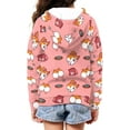 thumbnail image 2 of Suhoaziia Cute Girls Zipper Hoodies for Child Size 8-10 Years Cartoon Corgi Dog Food Tops Breathable Drawstring Jackets Trendy Outdoor Activities Hoodie with Pocket, 2 of 5