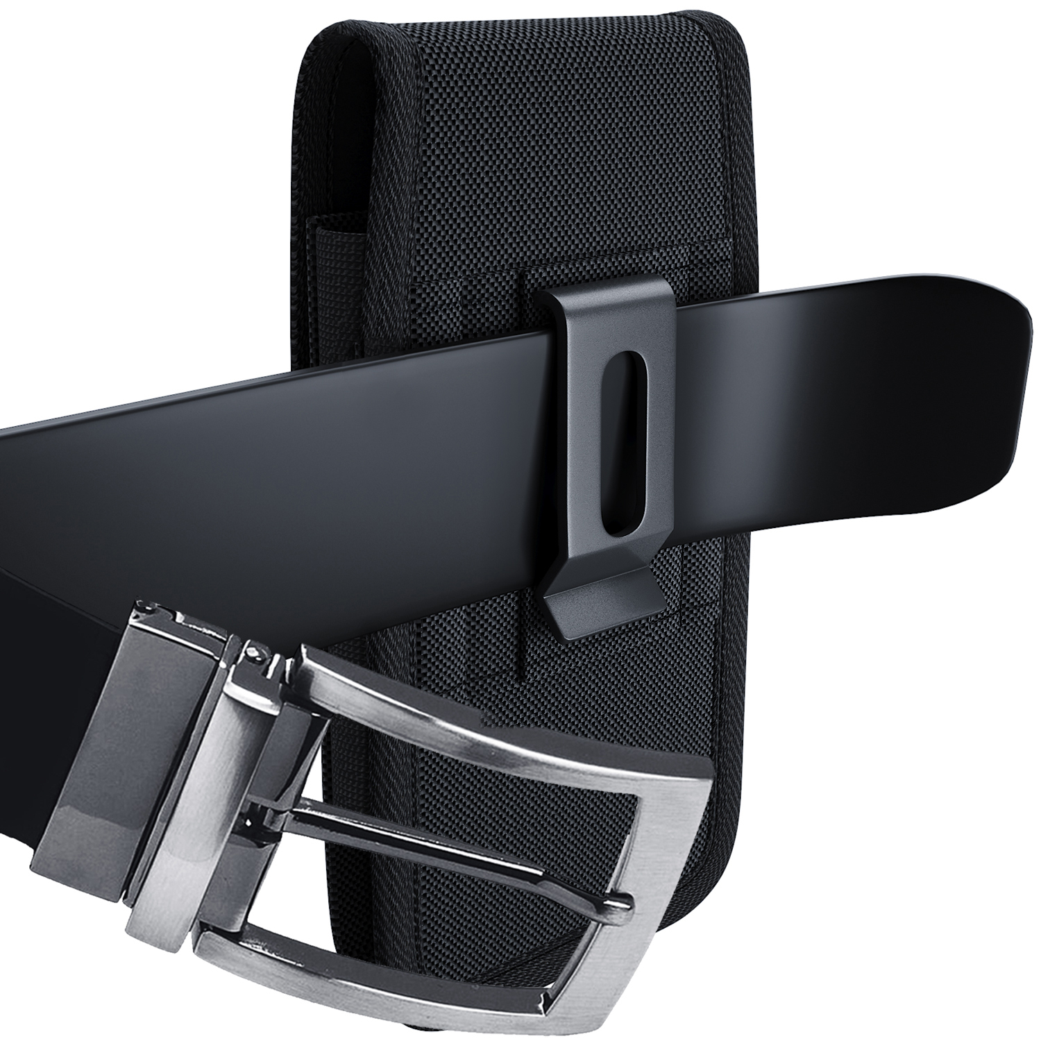Brown Nylon Horizontal Phone Pouch With Belt Clip Holster For IPhone 12/13, Samsung, Huawei - Heavy Duty Case