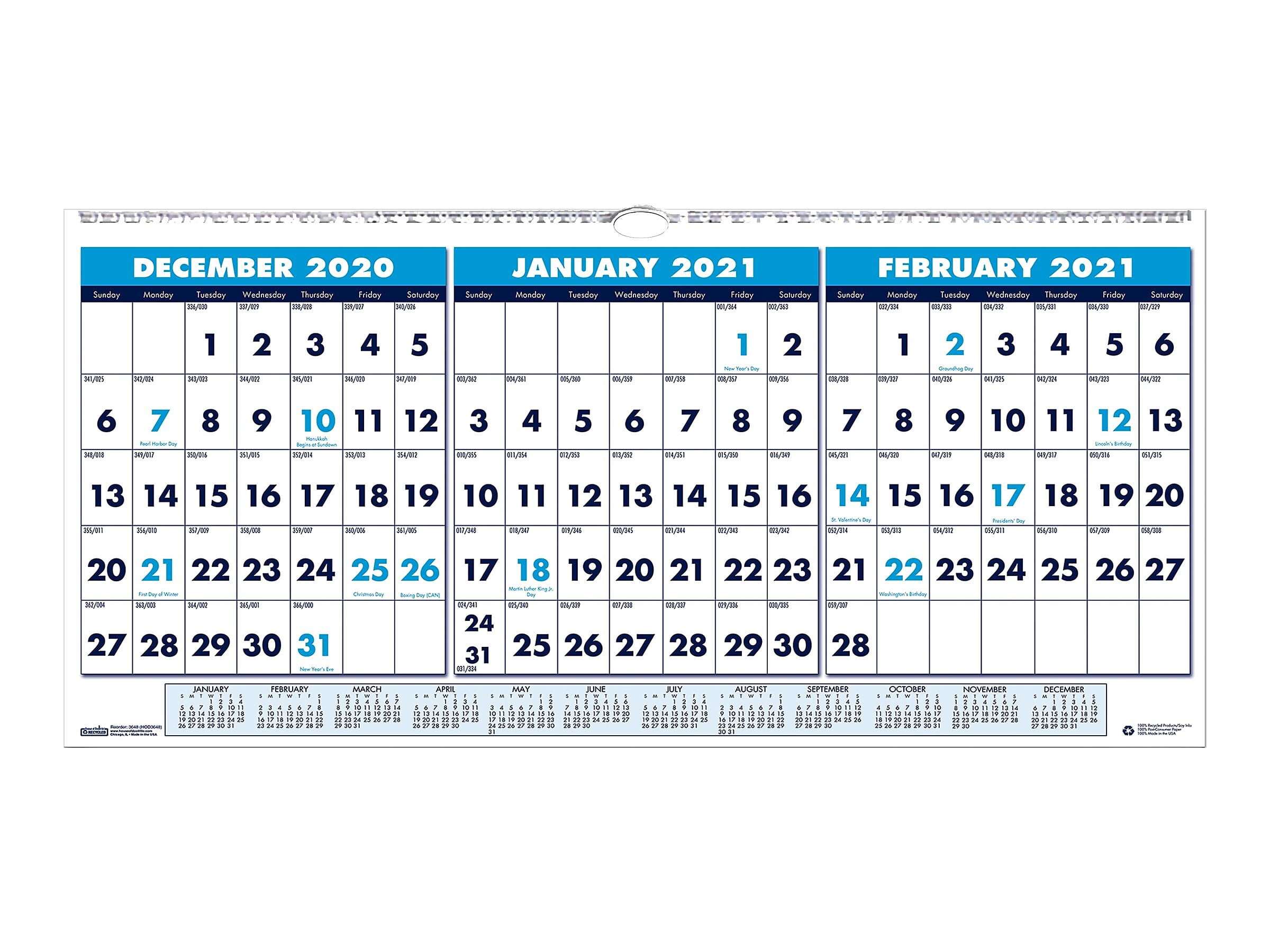 Blue Sky 2021 17 x 8 Wall Calendar White/Blue 364721