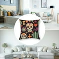 thumbnail image 5 of Day of The Dead Fabric by The Yard, Continuous Sugar Skull Flowers Pepper and Maracas Pattern, Decorative Fabric for Upholstery and Home Accents, Charcoal Grey, 5 of 7