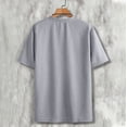 thumbnail image 4 of Camisas de Verano Casuales de Manga Corta de los Hombres Color Sólido V-Cuello Blusa de Fitness, 75% Poliéster 20% Rayón 5% Spandex, 4 of 7