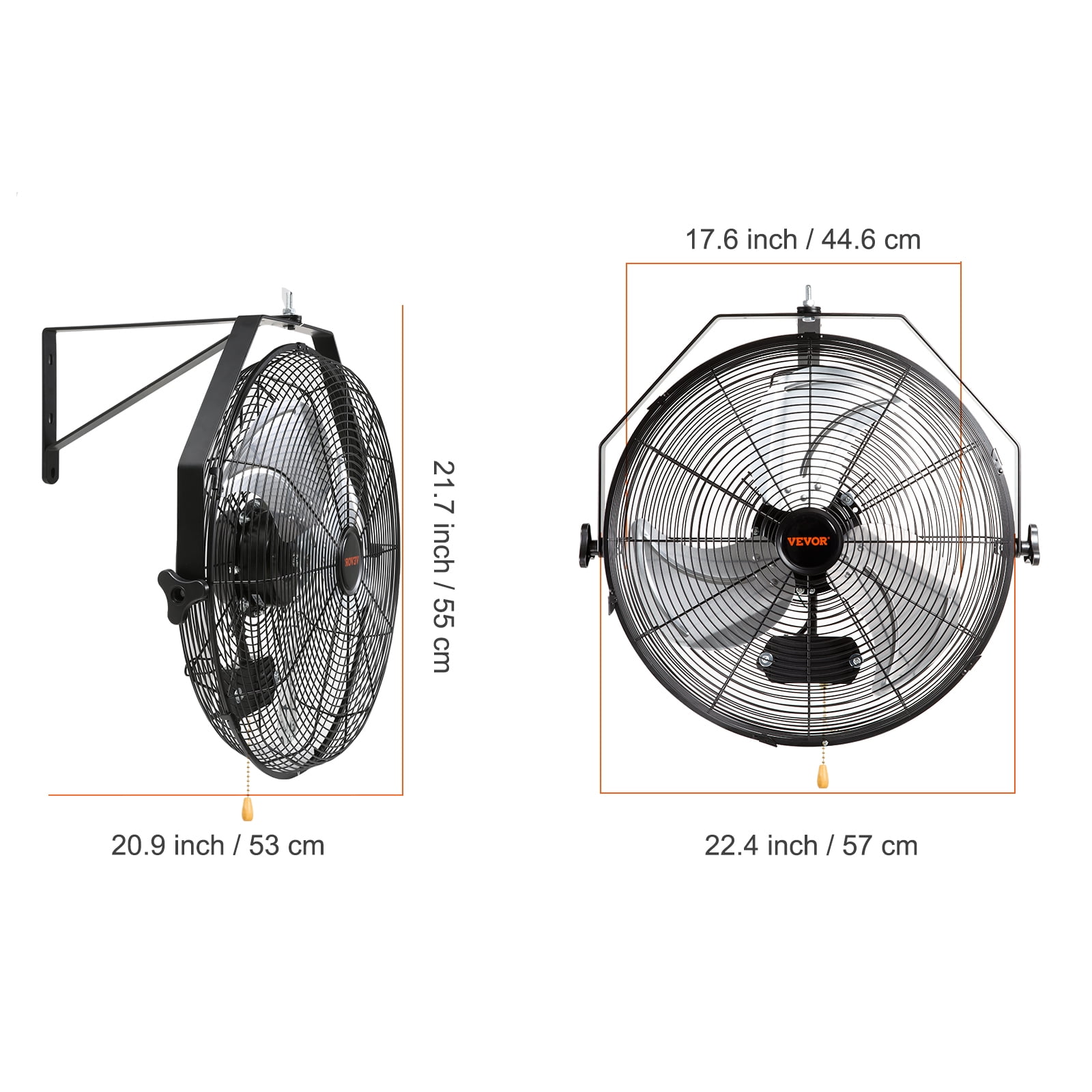 VEVOR Wall Mount Fan, 18 Inch,3-speed High Velocity Max. 4150 CFM, Waterproof Oscillating Industrial Wall Fan, Commercial or Residential for Warehouse, Greenhouse, Workshop, Patio, Black, ETL Listed