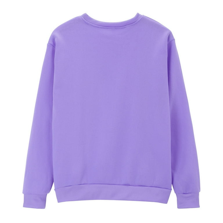 Purple Sweatshirt for Women Polyester Womens Sweatshirt L Winter Hoodie Women S Solid Color Round Neck Oversized Sweatshirt Loose Fit Long Sleeve Light Sweatshirt Loose Blouse Walmart