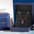 thumbnail image 4 of Gem Stone King 14K Yellow Gold Purple Amethyst Pendant Earrings Jewelry Set for Women | 2.50 Cttw | Gemstone February Birthstone | Oval 9X7MM | with 18 inch Chain, 4 of 5