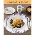 thumbnail image 3 of 13 Inch Round Placemats Set of 4, Purple Leaves Non Slip Heat Insulation PP Table Mats, Summer Botanical Washable Place Mats for Kitchen Dining Party Table Decor, 3 of 7